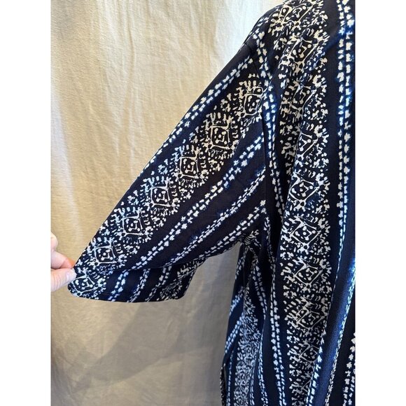 Cuddl Duds Sz Large Maxi Dress Navy Print Short Sleeve - Picture 7 of 9